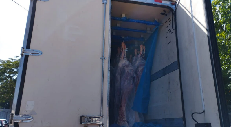 Polícia apreende caminhão com carga de carne no valor de R$ 500 mil - Foto: Reprodução/WhatsApp